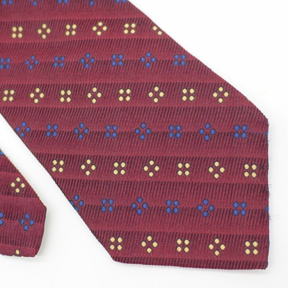 Stafford Executive Red Tan Blue Geometric Woven Wide Silk Tie
